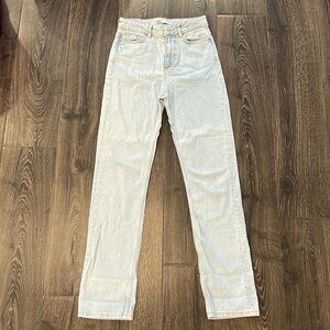 Zara straight leg full length light blue jeans